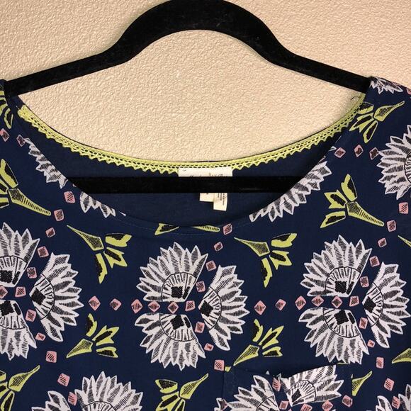 Anthropologie Meadow Rue Cottagecore Boho Hippie Blue Graphic Floral Summer Top - Picture 4 of 8